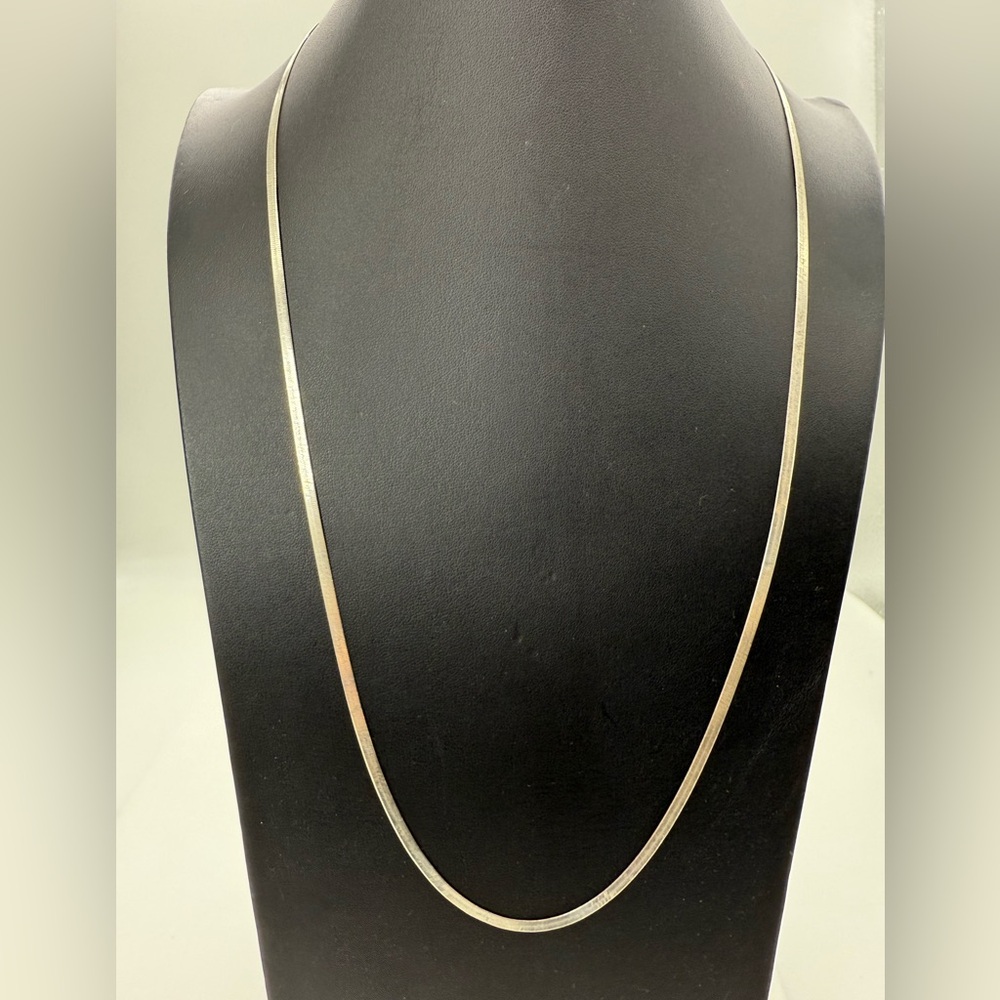 Long Sparkly Vintage Italian Sterling Silver 925 Herringbone Chain Necklace 30”